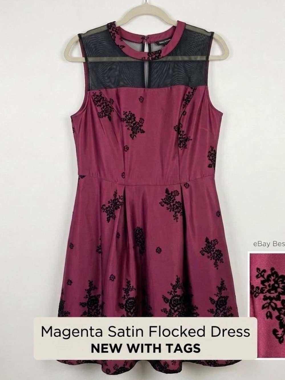 Elegant Berry and Black Embroidered Floral Dress